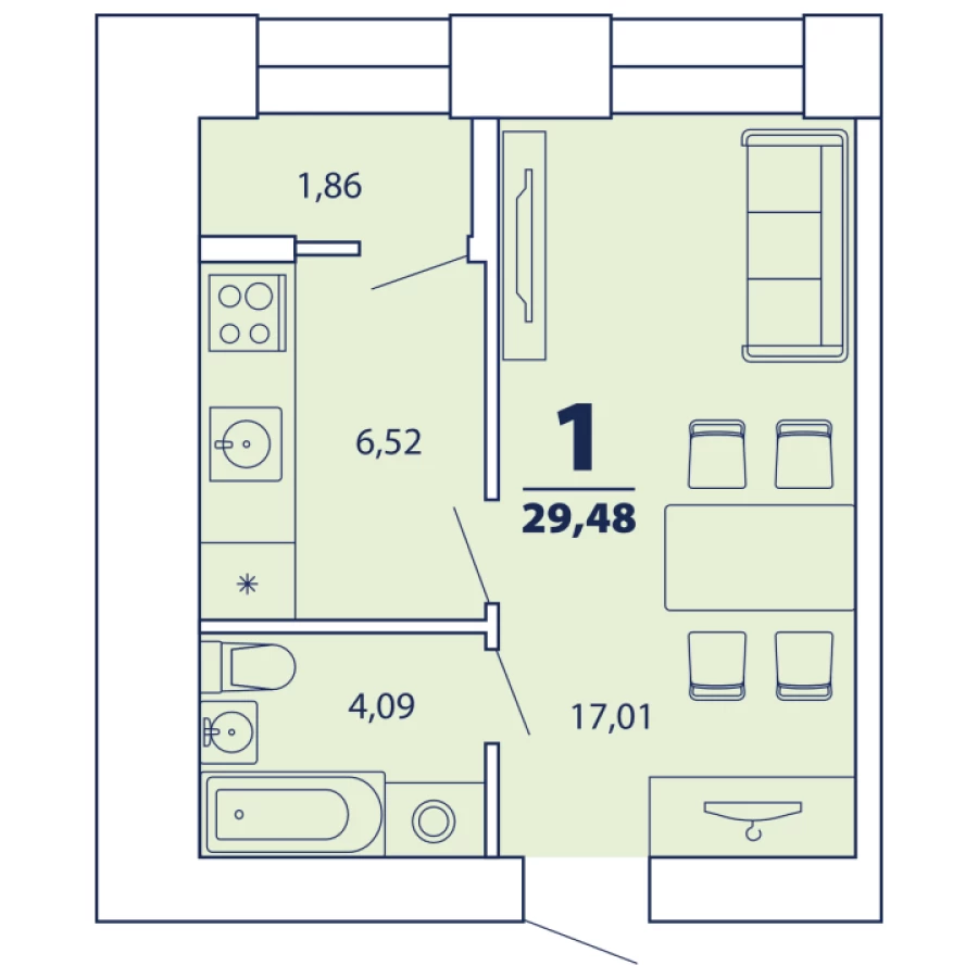 1-ая квартира улучшенной планировки 29,48 м2
